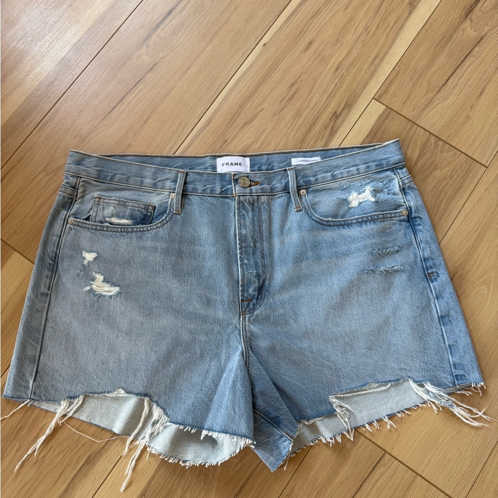 Frame Denim Women's Light Blue Distressed Jean Shorts